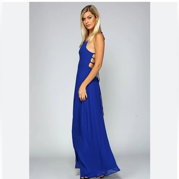 Fame and Partners Dress—blue with side strap detail - Picture 1 of 7